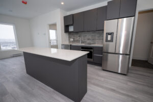 Modern grey kitchen island