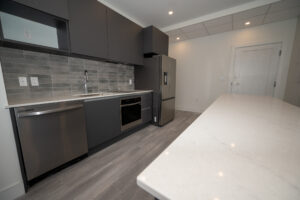 Modern grey kitchen with island