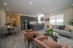 Modern living room and kitchen