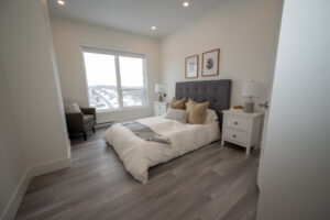 Modern bedroom with grey accents