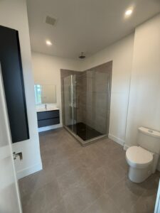 Modern bathroom with walk-in shower