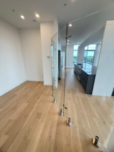 Glass partition in modern apartment