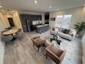 Modern living room and kitchen