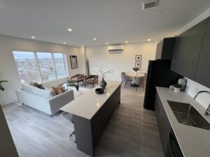 Modern living room and kitchen